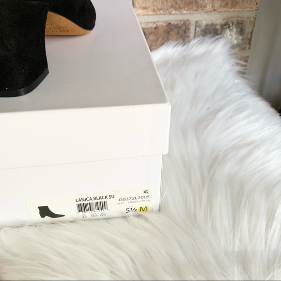 Vince Larica Suede Block Heels Booties Black 5.5M - Picture 6 of 12